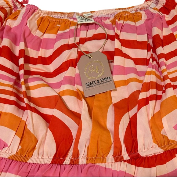 NEW WITH TAGS. EMMA&GRACE MODERN BLOUSE HOT PINK,ORANGE GROOVY PATTERN. 3XL HOT! - Picture 8 of 11